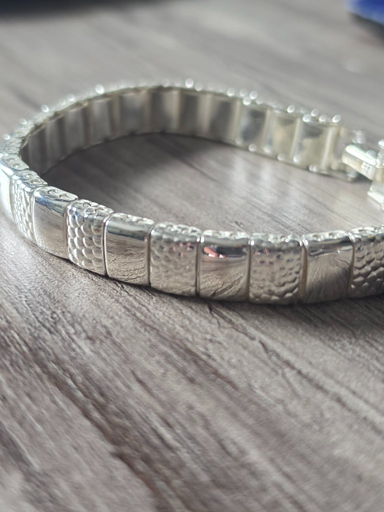 Napier Silver Tone Texture Link Bracelet